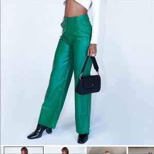 Green leather pants